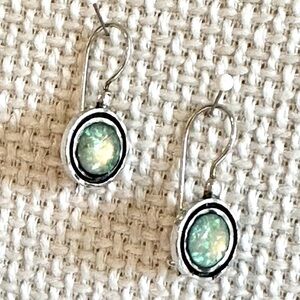 Opal Crystal Sterling Silver Earrings-Hooked French Wire-Like New.